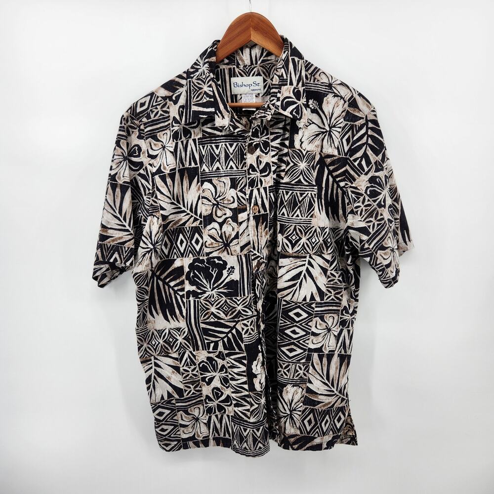 Bishop St Apparel Men's Large Made in Hawaii Short Sleeve Button Front Cotton